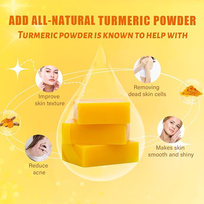 3 Pack Turmeric Soap Bar for Face & Body Cleanser, Organic Turmeric Soap, Smooth Skin and Moisturizing, All Natural Tumeric Soap, Handmade Turmeric Face Soap Ginger Soap, 3.53oz × 3