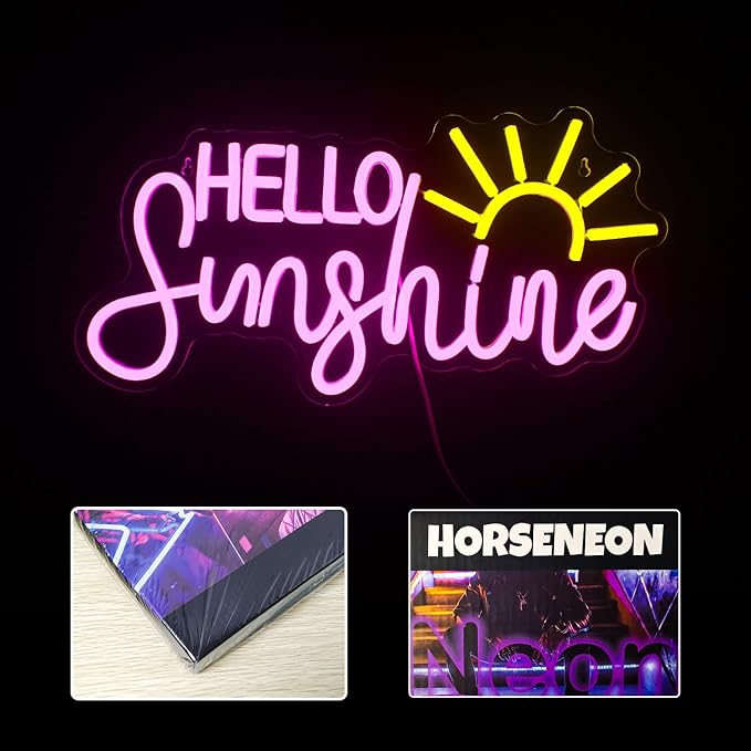 Hello Sunshine Neon Led Sign, Sunrise Neon Signs for Wall Decor, Sunshine Neon Light Sign for Room Decor, Bedroom, Livingroom, Summer, Windows