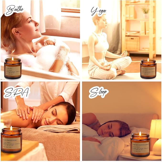 8 Pack Candles for Home Scented, Aromatherapy Jar Candle Gifts for Women, Natural Soy Wax Amber Candle Set, Scented Candles Set for Birthday Valentine Mother's Christmas Day Present