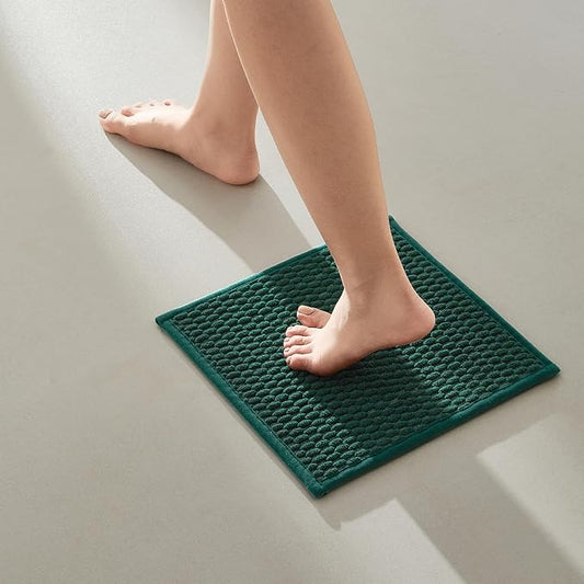 Small Bathroom Rugs Non Slip Washable Bath Rugs Super Absorbent Bathroom Rug Thin Quick Dry Low Pile Bath Mats for Bathroom, Dark Green 12"x12"