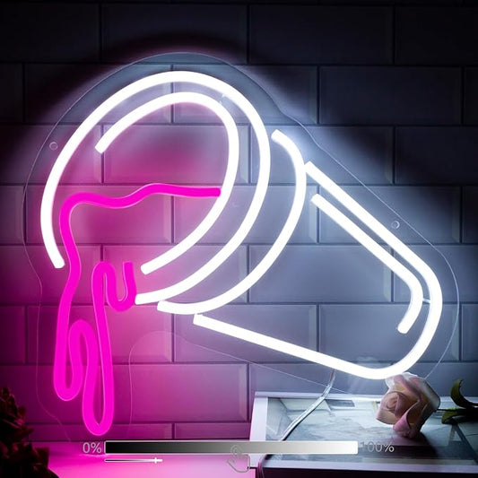 Moodion Double Cups Neon Sign for Wall Decor, Dimmable Pink Neon LED Lights Signs for Bar Man Cave, Neon Light Up Signs for Bedroom Pub Bar Accessories Decorations Aesthetic, Birthday Neon Sign Gifts