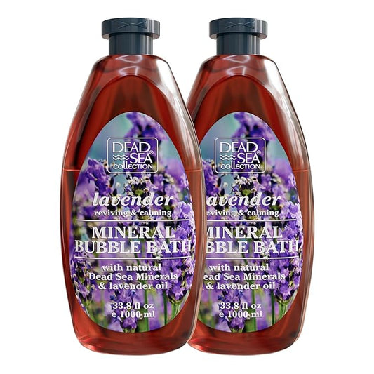 Dead Sea Collection Bubble Bath with Lavender for Women and Men - Lavender Oil and Pure Dead Sea Minerals - Nourishing and Moisturizing Skin - Pack of 2 (67.6 fl.oz)