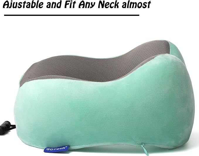 GOTDYA Travel Pillow,Travel Neck Pillows for Sleeping,100% Pure Memory Foam Soft Comfort & Support Pillow for Airplane/Car/Office&Home Rest Use-Blue Green