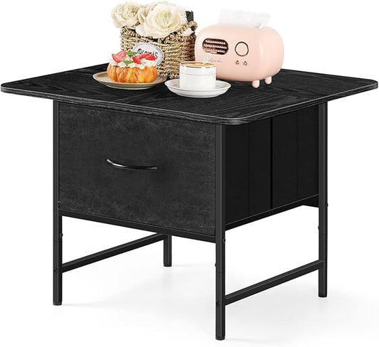 Black Coffee Tables for Living Room Modern Square Coffee Table with 2 Storage Drawers Small Coffee Tables for Small Spaces Wooden Center Table for Living Room Bedroom Guest Room