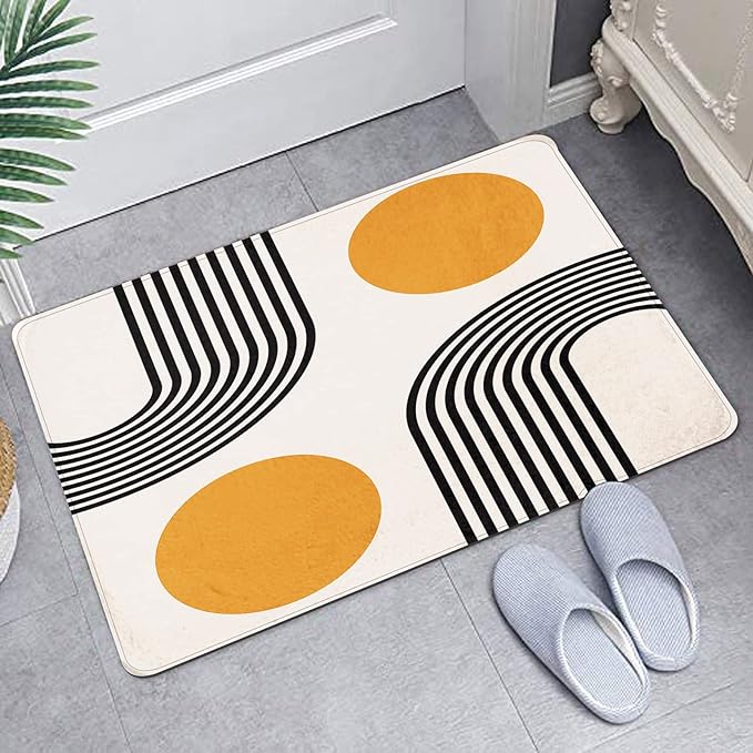 Britimes Boho Mid Century Bath Mat for Bathroom No Silp Abstract Geometric Washable Cover Floor Rug Carpets Floor Mat Bathroom Decorations 16x24 for Kitchen Bedroom