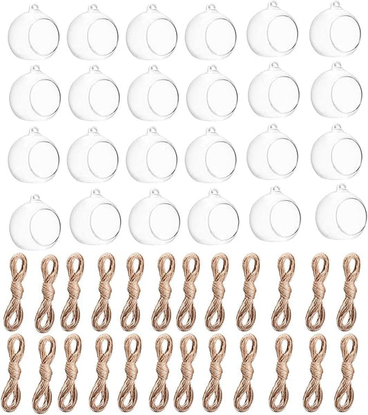 Hanging Glass Candle Holder, Globe Glass Tea Light Holder, Hanging Glass Vase, Flower Plants Terrarium, Glass Orbs Container, Micro Landscape DIY for Home, Office, Wedding (2.36" 24Pcs)