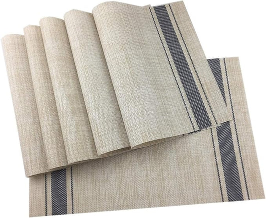 Luxury Blue Placemats Set of 6 Crossweave Woven Vinyl Placemat for Dining Table Kitchen Table Mats