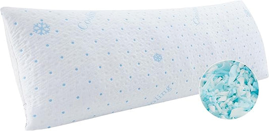 Cooling Body Pillow Firmer 3200g 100% Shredded Memory Foam Body Pillows for Adults Side Sleeper Pregnancy Full Body Pillow 20x54 inch Adjustable with Washable Cover