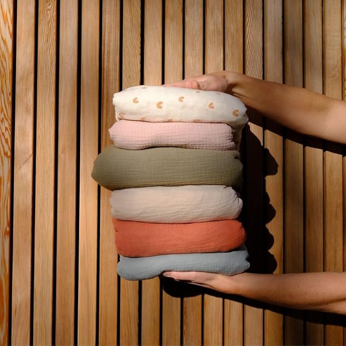 Denmark - Super Soft Muslin Mini Crib Sheets - 24'' x 38'' - 100% Organic Baby Crib Sheets for Boys and Girls (Blush)