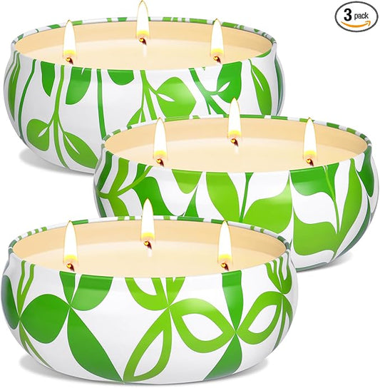 Citronella Candles Outdoor Indoor - Large 3-Wick 3 Pack Citronella Scented Candles Set 12oz Natural Soy Wax Citronella Candles for Garden Patio Yard Home Balcony Camping Backyard, Summer Candle Gift