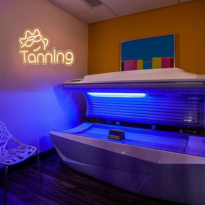 JFLLamp Tanning Neon Signs for Wall Decor Neon Lights for Bedroom Led Business Signs Suitable for Tanning Shop Christmas Birthday Party Unique Gift for Lover, 5V Power Adapter, 16*10 Inch(Warm White)