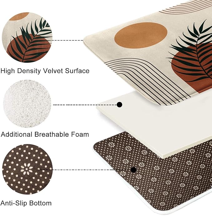 Britimes Boho Mid Century Bath Mat for Bathroom No Silp Geometric Abstract Washable Cover Floor Rug Carpets Floor Mat Bathroom Decorations 18x30 for Kitchen Bedroom