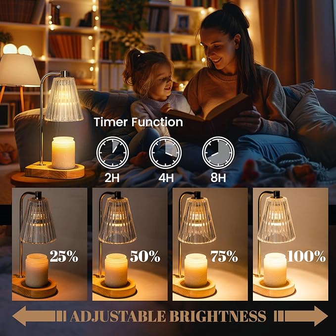 Candle Warmer Lamp with Timer Dimmer, Wax Melt Warmer with 2 Bulbs for Jar Candles, Graduation Birthday Gifts for Mom Women Sister Friend, Housewarming Gifts for New Home Room Office Decor