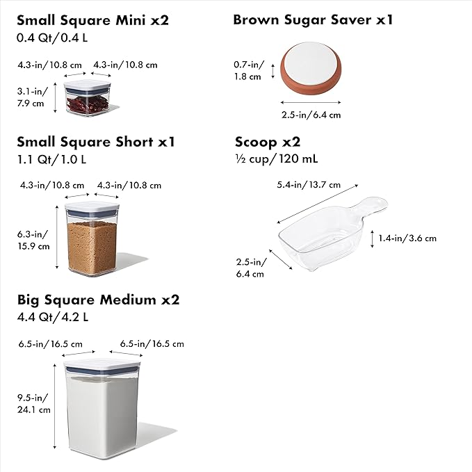 OXO Good Grips 8-Piece Baking Essentials POP Container Set, White