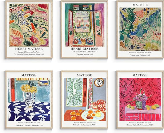 InSimSea Wall Art Prints Poster Master Artist Wall Art Prints, Matisse Posters for Room Aesthetic, Abstract Vintage Pictures Home Decor UNFRAMED, 8x10in, Set of 6