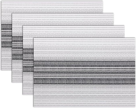 Winknowl Placemats, Set of 4 Heat Resistant Stain Resistant Woven Vinyl Insulation Place mats, Durable Washable Elegant Table Mats for Dining (White)