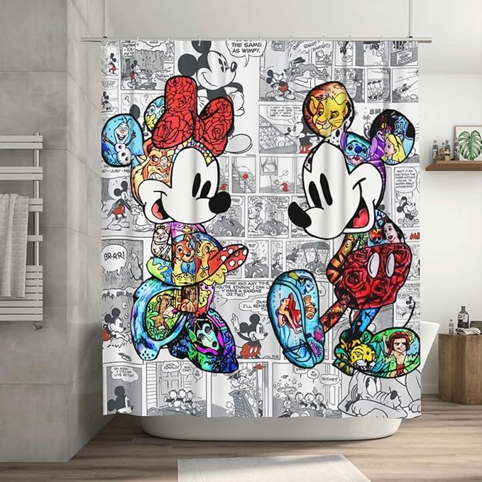 Cartoon Shower Curtain Bath Curtains Anime Theme Bathroom with Hooks 72X72 Inches (style3)