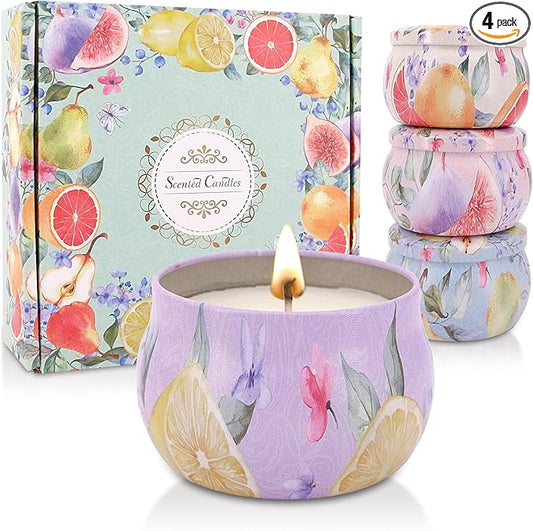 Naimo 4 Pack Scented Candles Long Lasting Soy Wax Aromatherapy Candle for Home Bath Yoga Birthday Gift Set Women Present