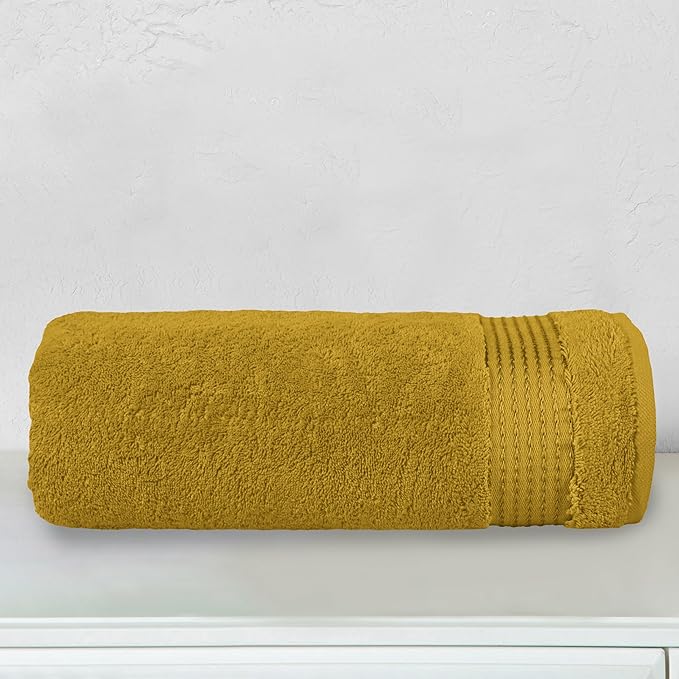 Elegant Comfort Premium Turkish Cotton 1 Piece Jumbo Bath Towel - 35 x 70 inch, Luxurious Hotel Spa Quality 100% Turkish Cotton Large Bath Towel - Highly Absorbent - Soft Bathroom Towel, Gold