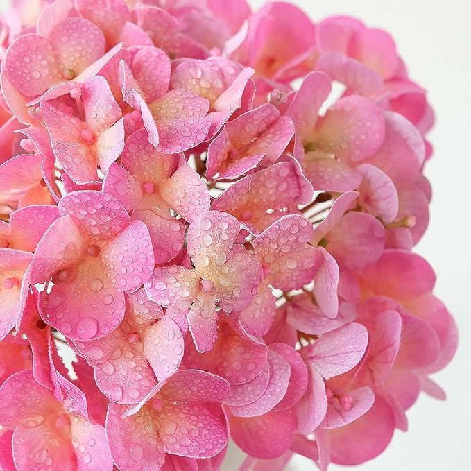4PCS 20'' Bright Pink Real Touch Hydrangeas Latex Artificial Flowers for Baby Shower Birtiyday Wedding Pink Partry Flower Arrangeament Home Living Room Table Centerpiece