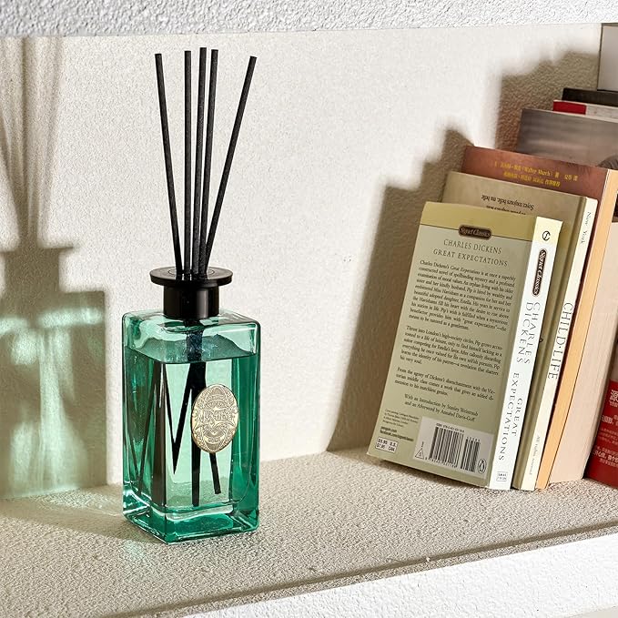 M&SENSE 10.14 oz Large Reed Diffuser | SEA Island Cotton Scent Oil Diffuser with Sticks |Long Lasting Non-Toxic Essential Oil |Reed Diffuser for Bathroom Shelf Decor