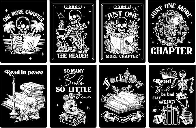 Gothic Skeleton Magnetic Bookmarks: 8 Pcs Horror Skull Magnet Book Markers Dark Romance Book Mark Clips for Reading, Gifts for Women Men Book Lovers Office School Supplies