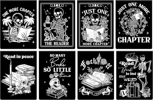 Gothic Skeleton Magnetic Bookmarks: 8 Pcs Horror Skull Magnet Book Markers Dark Romance Book Mark Clips for Reading, Gifts for Women Men Book Lovers Office School Supplies