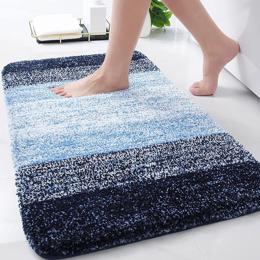 Arotive Microfiber Bathroom Rugs, Shaggy Soft and Absorbent Bath Rug, Non-Slip, Thick Plush Machine Washable Dry Bath Mats for Bathroom, Tub and Shower, 34x21, Blue