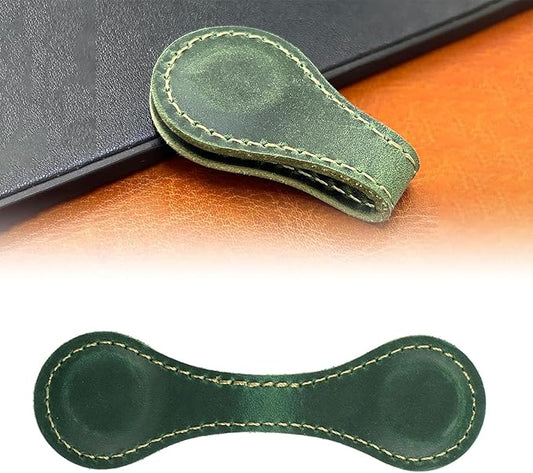 Magnetic Bookmarks Magnetic Leather Bookmarks Vintage Book Mark Nature Leather Magnetic Page Markers Leather Engraved Bookmark (Peacock Green, 1-Pack)