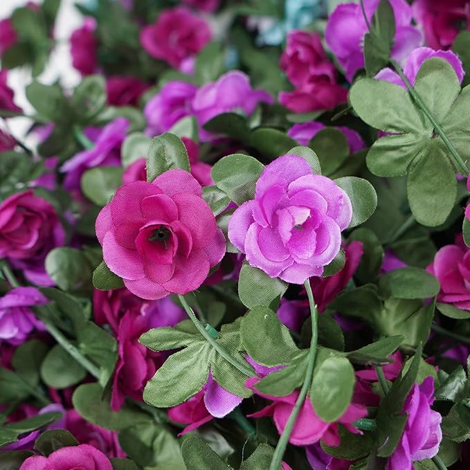 BLEUM CADE 12Pcs 98.4Ft Flower Garland Artificial Rose Vines for Bedroom, Cute Fake Hanging Flower Vines Floral Garland Decorations for Wedding Party Wall Room Decor Aesthetic