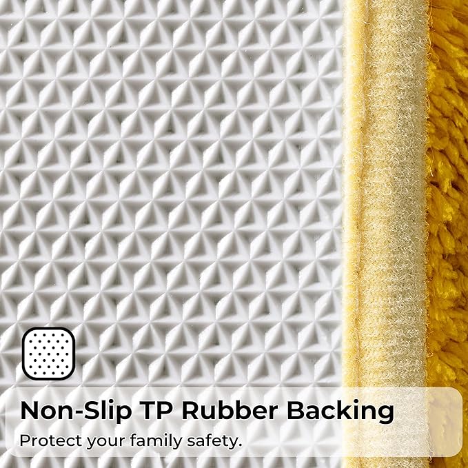 GRANNY SAYS Bathroom Toilet Rugs U Shaped, Bath Mats for Bathroom, Bath Rugs Non Slip Washable, Absorbent Microfiber Toilet Mat, Soft Plush Shaggy Bath Carpet, 20" x 24", Yellow