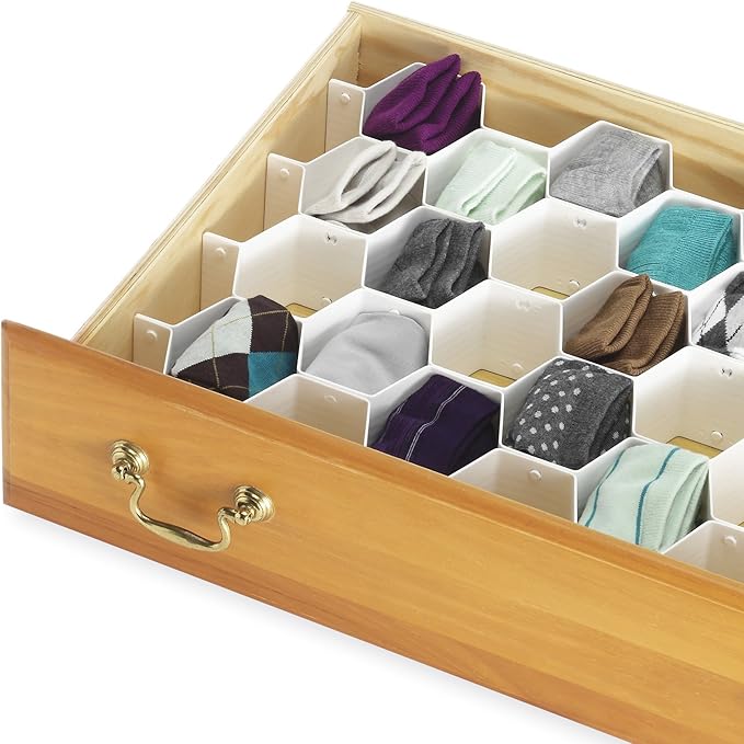 Whitmor 6025-3928 Honeycomb Drawer Organizer, 1 Count (Pack of 2), White