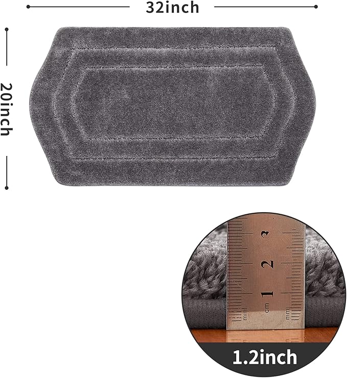 COSY HOMEER Extra Thick Bath Linen Sets Rugs for Bathroom - Anti-Slip Bath Mats Soft Plush100% Strong Polyester Living Room Bedroom Water Absorbent(Grey,20x32 - Inches)
