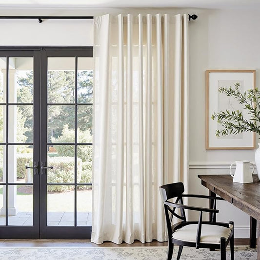 jinchan Beige Linen Blend Curtains 84 inch Length 1 Panel for Bedroom Living Room, Light Filtering 84 inch Wide Farmhouse Drape with Rod Pocket Back Tab(84W x 84L, Ecru)