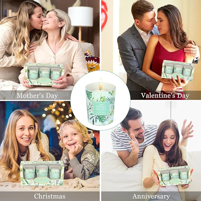 Scented Candles Gifts for Women， 3 PCS Soy Candles for Home Scented, Jar Candle Gift Set for Wife Friends Bath Yoga Birthday Christmas Valentine Anniversary(English Pear & Little Canglan)