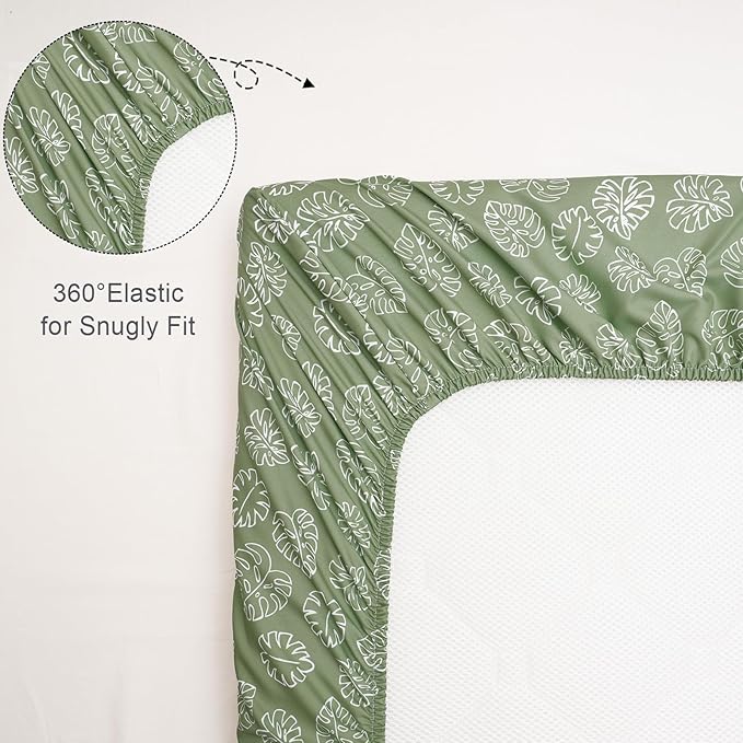 david's kids 3 Pack Bassinet Sheets, Ultra Soft Breathable Comfortable Baby Sheet Set for Boys Girls Neutral, Univeral Fit for Most Cradle and Bassinet Mattress, Leaf