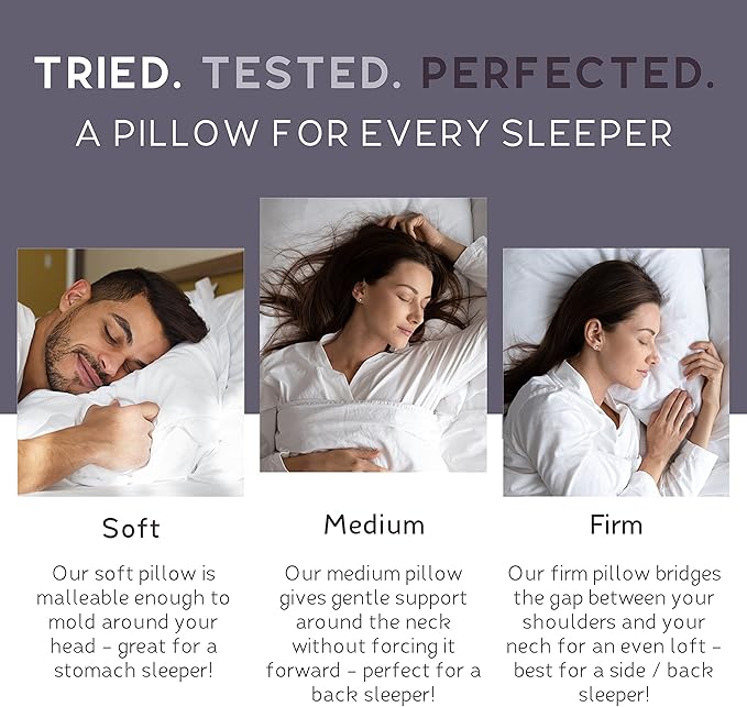 Lincove Signature 100% Natural Canadian White Down Luxury Sleeping Pillow - 800 Fill Power, 500 Thread Count Cotton Shell, Made in Canada, Queen - Medium, 1 Pack