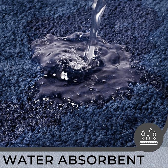 GRANNY SAYS Bathroom Toilet Rugs U Shaped, Bath Mats for Bathroom, Bath Rugs Non Slip Washable, Absorbent Microfiber Toilet Mat, Soft Plush Shaggy Bath Carpet, 20" x 24", Blue