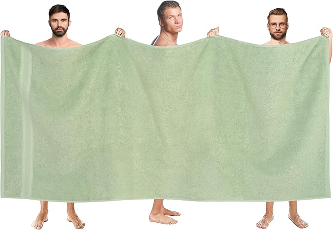 Quick-Dry, Soft & High Absorbent Jumbo Bath Sheet 35"x70" Cotton Turkish Bath Towel Set of 2 | Daily Use 100% Cotton for Bathroom, Gym & More | Bathroom Towels Set (2 Pcs, Green)