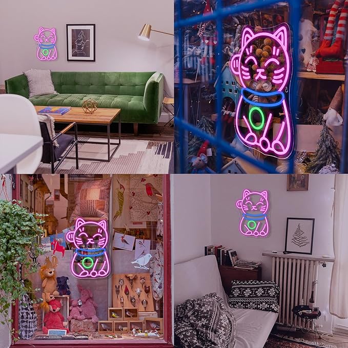Cartoon Cat Neon Sign Children Led Neon Signs Anime Pink Neon Signs Classroom Reading Room Bookstore Kids Room School Decoration Kids Gifts