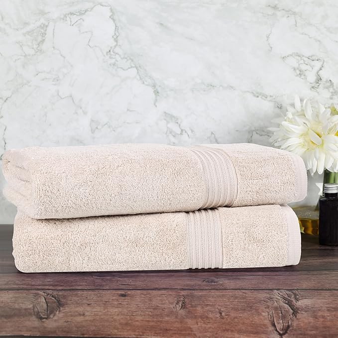 Superior Egyptian Cotton Bath Sheet Set, Oversized Towels for Home Bathroom, Master, Guest Bath, Decor Essentials, Quick Dry, Absorbent, Large Body Towel, Spa, Hotel, Resort, Set of 2, Stone