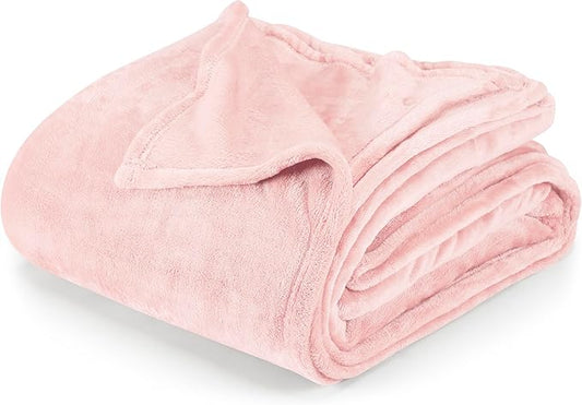 Utopia Bedding Pink Fleece Blanket King Size Lightweight Fuzzy Soft Anti-Static Microfiber Bed Blanket (90x102 Inch)