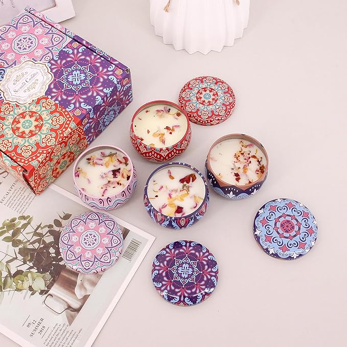 Naimo 4 Pack Scented Candles Long Lasting Soy Wax Aromatherapy Candle for Home Bath Spa Yoga Birthday Gift Set