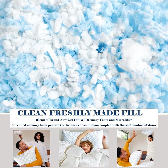 mislili Memory Foam Pillows King Size Set of 2, Luxury Cooling King Bed Pillows 2 Pack, Adjustable Frim King Size Pillows for Stomach Back Side Sleeper, Bed Pillows with Extra Fill and Washable Cover