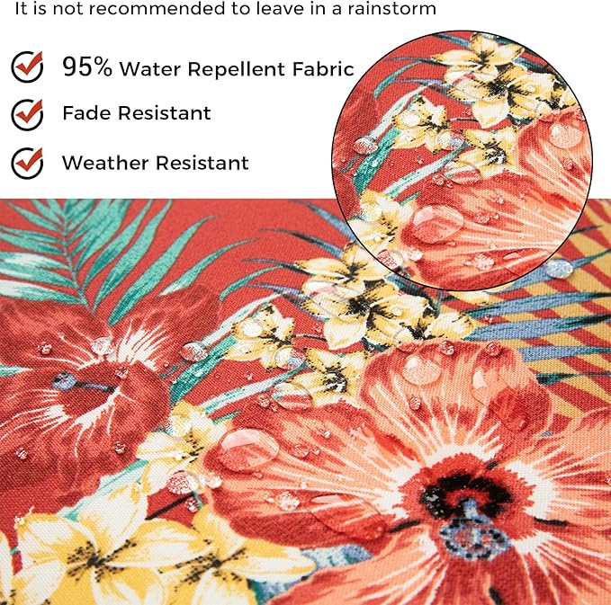 Patio Bench Cushion Covers for Outdoor Furniture with Ties, Water Resistant Loveseat/Settee Cushion Slipcover 42x18x3 Inch for Swing Porch Garden (Replacement Cover Only)-Chili Red Floral