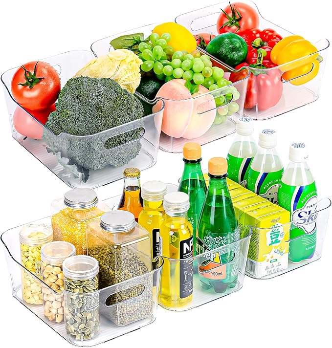 Clear Plastic Storage Bins, Set of 12, Multi-Use Organization and Storage Containers for Pantry, Cabinet, Refrigerator, Freezer, Bathroom, Organizer Bins for Home & Kitchen