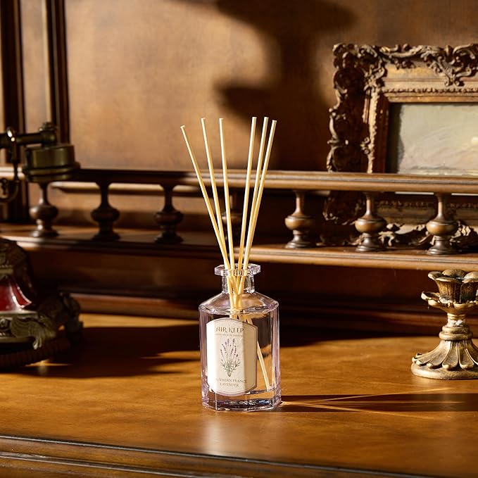 Airkeep Reed Diffuser Set-6.09 oz (180ml) Lavender Southern France Scented Diffuser with 8 Reed Sticks Home Fragrance Oil Diffuser for Bathroom Shelf Decor