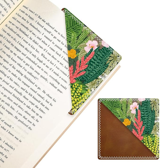 Personalized Leather Bookmarks, Fun & Cute Book Accessories for Reading Lovers, Unbreakable Page Markers for Women Men Girls Boys Student Teacher Kids Retirement Birthday Gifts (Flowering Plant)