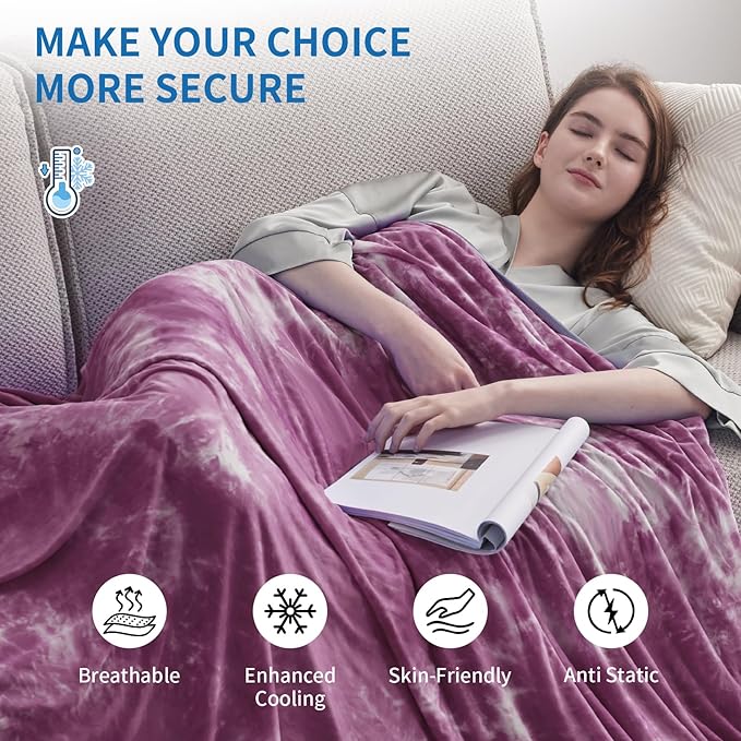 Guohaoi Cooling Blanket for HotSleepers - Arc-Chill Q-Max >0.5 Cool Fiber, 100% Oeko-Tex Certified, Summer Lightweight Throw Blanket, Absorbs Heat to Keep Body Cool for Night Sweats(50x70 Purple)