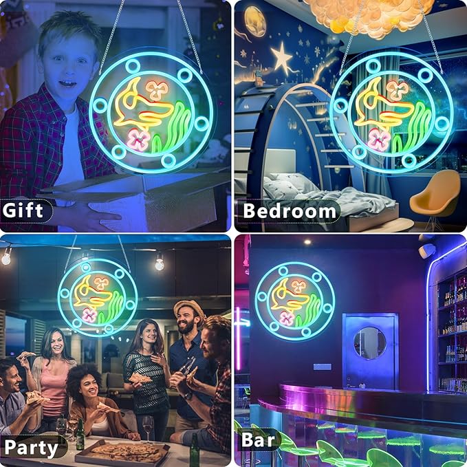 OCEAN WORLD Neon Sign Joy Love Peace Led Neon Lights Pink Neon Sign for Bedroom Led Sign USB Powered Neon Signs for Wall Decor Dimmable for Christmas Thanksgiving Birthday Party Girls Gifts
